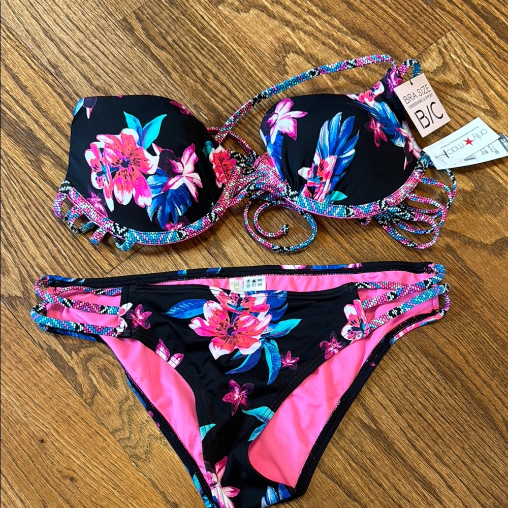 Sundazed floral black pink bikini  - M 32B/C